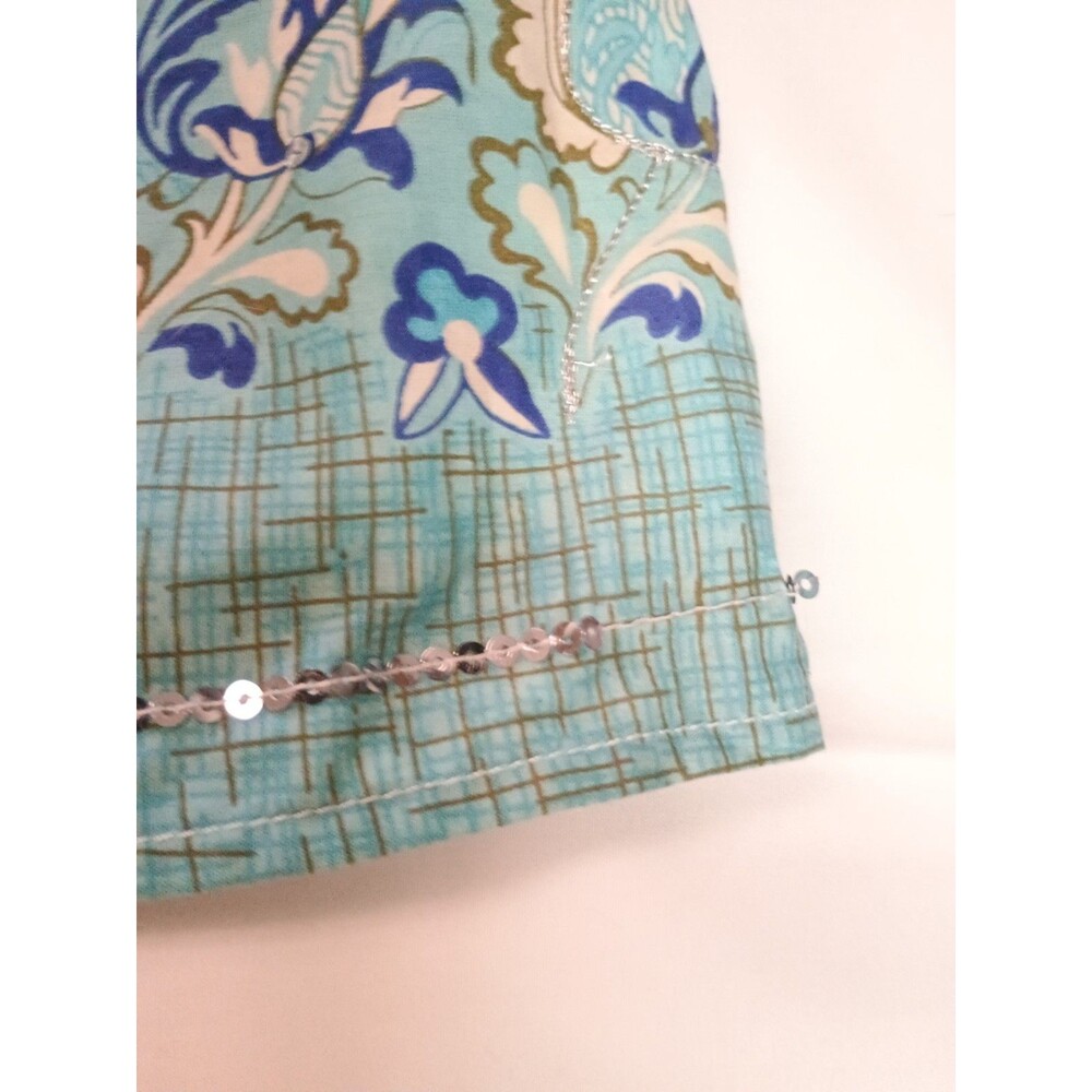 Vintage 2005 Old Navy Boho Paisley Wrap Skirt Blue Cotton Sequin Hem Size 10 - Picture 12 of 16